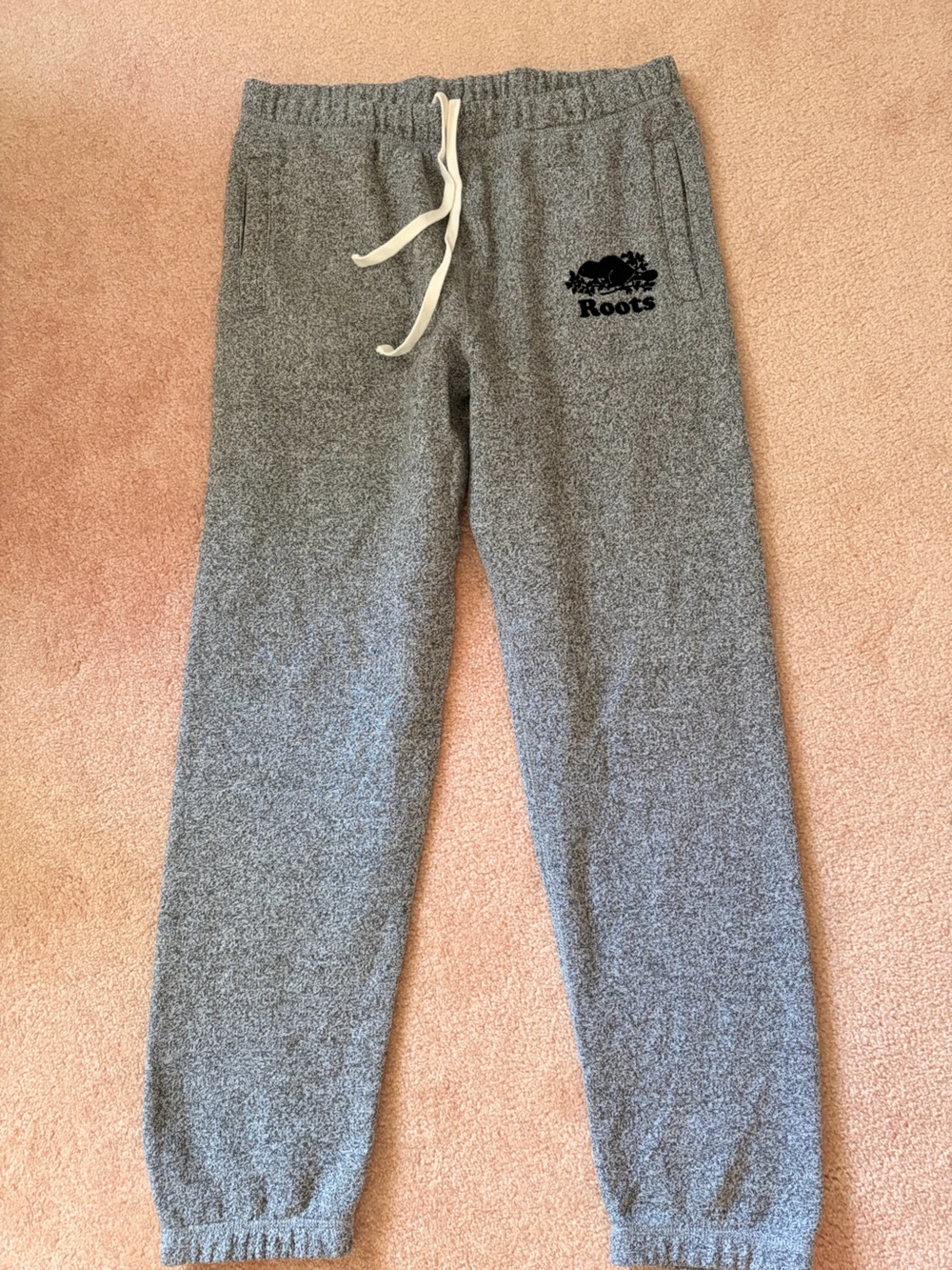 Roots Heather Grey Jogger Sweatpants with Drawstring